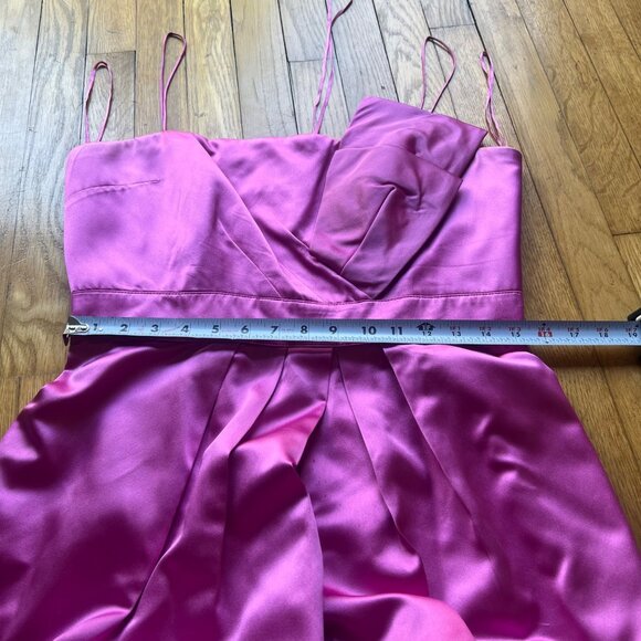 100% Silk Rickie Freeman Teri Jon size 12 Pink Fuchsia Spaghetti Strap Dress - Picture 10 of 16
